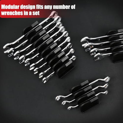 DEHOYI Premium MAGNETIC Modular Wrench Organizer System- Wrench Rack with Metric&SAE Labels, Tool Storage Holder. Gift for mechanics (Black) - style: Magnetic(48 pcs Black)