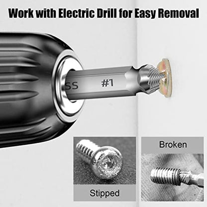 Screw Extractor Set 5PCS, Stripped Screw Extractor with Storage Box, Hex Shank Design, High Speed Steel Double-Ended Drill Bit Tool for Easy Removal of Stripped or Broken Screws