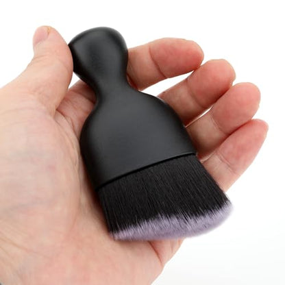 Car Detailing Brush, Soft Bristle Cleaning Brush, Scratch-Free Auto Duster Tool for Dashboard, Air Vents, Leather & Interior Cleaning (Black&White with Cap) - color: Black&White with Cap