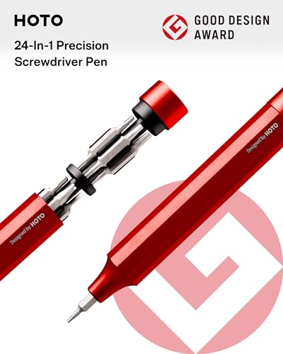 HOTO 24 in 1 Mini Screwdriver Set, Magnetic Torx Bit Set, Eyeglass Repair Kit, EDC Pen Screwdriver for Electronics, Watches, Phones, Laptops, Cameras, Gadgets for Men, Cinnabar Red - color: Cinnabar Red