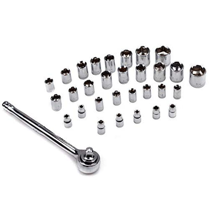 CARTMAN 123-Piece Socket Wrench Tool Set, Auto And Home Repair Kit Case Box | Versatile socket wrench and tool assortment for auto repairs, garage work, DIY projects, home fixes, and general maintenance. - style: 123 PC