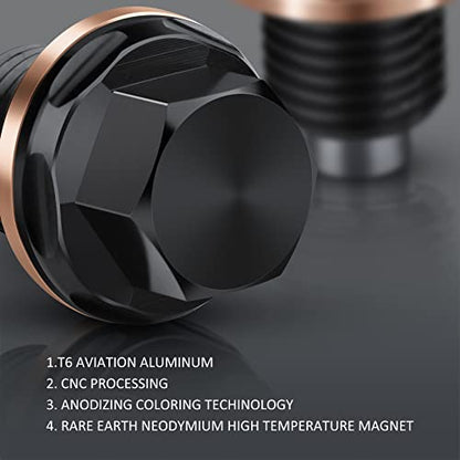 Oil Drain Plug M12 x 1.25, Magnetic Oil Pan Drain Plug T6 Aviation Aluminum with Red Copper Crush Washer Gaskets Compatible with Toyota, Lexus, Nissan, Infiniti - size: M12 x 1.25