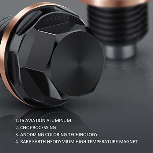 Oil Drain Plug M12 x 1.5 Magnetic Oil Pan Drain Plug T6 Aviation Aluminum with Crush Washer Gaskets Compatible with BMW, Benz - size: M12 x 1.5 Plug