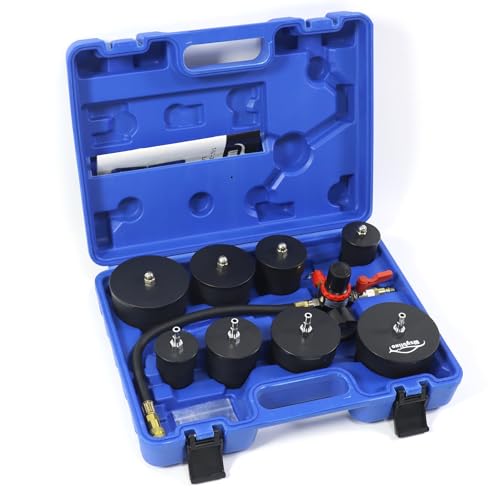 Turbo System Leakage Tester Kit, Turbo Pressure Leakage Tester for Cooling Emissions Exhaust Pipes, 9-Piece Turbo Boost Leak Tester Set with Stepped Adapters 1-3/8" to 3-1/2"