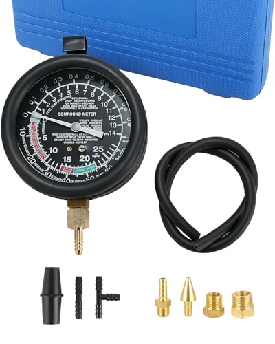 DASBET Car Vacuum and Fuel Pump Tester Gauge Kit, Fuel Pump and Vacuum Tester Gauge, Leak Carburetor Pressure Diagnostics