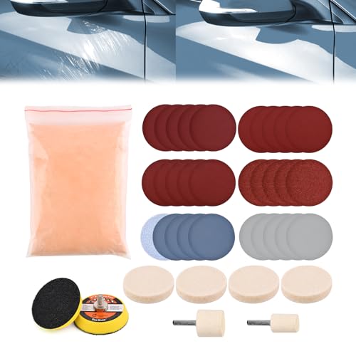 Glass Polishing Kit, 39Pcs/Set Glass Scratch Remover, Deep Scratch Window Repair Tool, Window Windscreen Repair Kit with Cerium Oxide Polishing Powder Polish Pad and Wheel(Size:39pcs)
