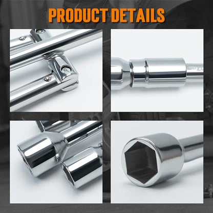TONDA 4 Way Lug Wrench, Foldable Cross Tire Iron Lug Nut Wrench, Multi Size Chrome Plated Carbon Steel - style: Foldable