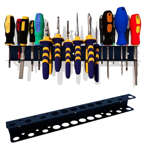 Screwdriver Organizer, Pliers Rack, Heavy Duty Wall Mounted Tool Storage Rack, Hand Tools Organizer, Metal Organizer for Garage Workshop, Garage Tool Organizer Wall Mount, 15.75 Inch - color: Mixed Rack