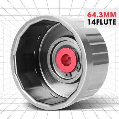 DNA MOTORING Oil Filter Wrench 64.3mm 14 Flute Filter Cap Socket Remover Tool Compatible with Toyota Lexus Scion, Precision CNC Machined Aluminum, TOOLS-00540