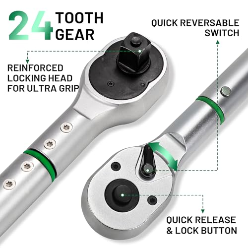 3/4-Inch Drive Click Torque Wrench, Dual-Direction Click Professional Torque Wrench 160-840FT.LB/135-815N.M, Dual Range Scales Graduated in FT.LB and N.M - size: 3/4" 160-840 FT.LB