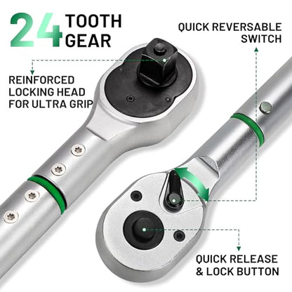 3/4-Inch Drive Click Torque Wrench, Dual-Direction Click Professional Torque Wrench 160-840FT.LB/135-815N.M, Dual Range Scales Graduated in FT.LB and N.M - size: 3/4" 160-840 FT.LB