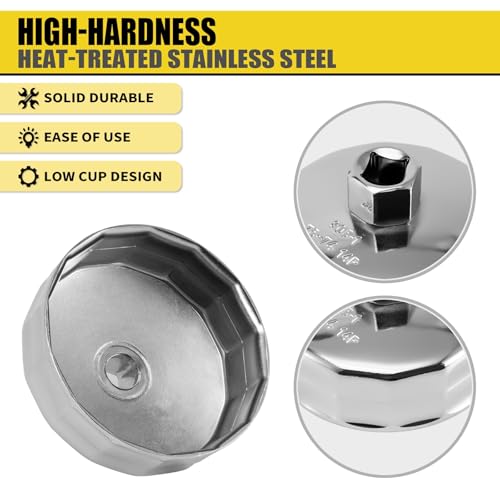 31PCS Oil Filter Wrench Set, Stainless Steel Oil Filter Cap Socket, 1/2" Drive 27mm 32mm 36mm 64mm-101mm Oil Filter Removal Tool, Compatible with VW, Ford, Honda, Toyota, Nissan, Audi, BMW, etc