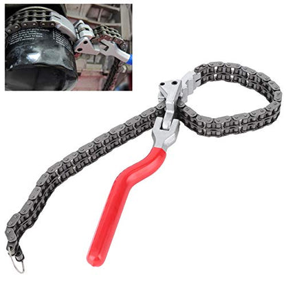 Oil Filter Wrench,Acouto Chain Wrench Spanner 13.8in Long Handle Adjustable Oil Filter Spanner,Auto Car Repairing Tool Removal Hand Tool Self Adjusting