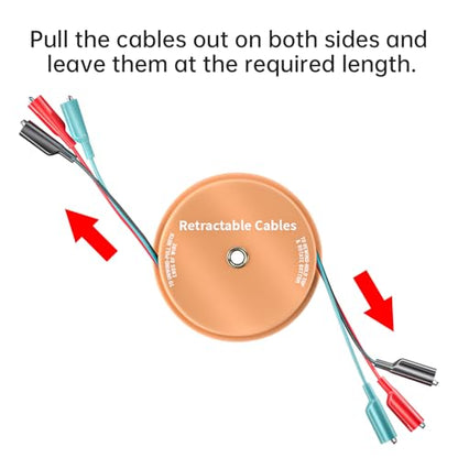 Goupchn Orange Retractable Test Leads Set 3 Wire 10ft 18 AWG | Alligator Clips, Electrical Test Wires, For Automotive, Boat, Trailer & Circuit Troubleshooting - size: 10ft/3m, style: Alligator Clip Leads