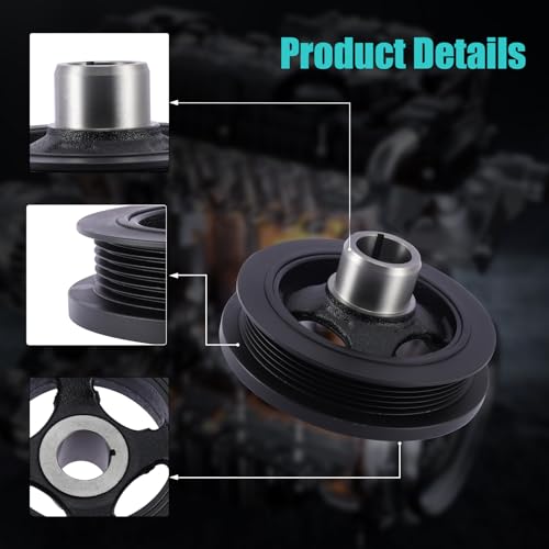 AULINK 594-405 Harmonic Balancer Crankshaft Pulley 3.0L 3.2L 3.6L V6 | For 2011-2020 Chrysler 200 300 Pacifica Voyager,For Dodge Journey Charger Grand Caravan,For Jeep Wrangler,For Ram ProMaster