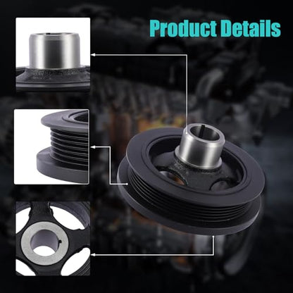 AULINK 594-405 Harmonic Balancer Crankshaft Pulley 3.0L 3.2L 3.6L V6 | For 2011-2020 Chrysler 200 300 Pacifica Voyager,For Dodge Journey Charger Grand Caravan,For Jeep Wrangler,For Ram ProMaster