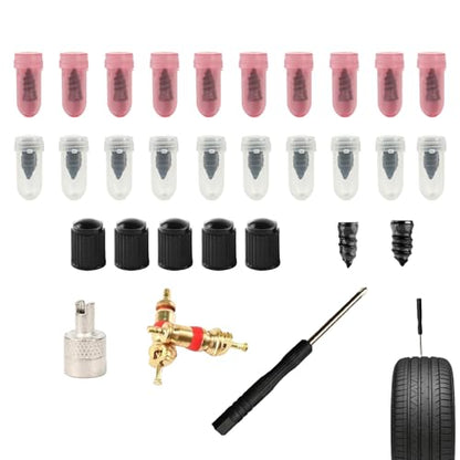 28PCS Tire Repair Screw Plug Kit, Screw-in Plugs with Screwdriver, Self-Service Tire RepairPlugs with Screwdriver for Tires Puncture Repair, Rubber Nail Fix for Most Vehicles - size: 28 PCS