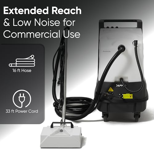 Dapper Commercial Box Carpet Extractor with 13" Motorized Brush Head, Hot Water Extraction, Strong Suction and 14.5/10.5 Gal Tanks — Ideal for Hotels, Offices, & Commercial Cleaning - size: 14.5 Gal - Hot Water Extraction
