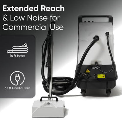 Dapper Commercial Box Carpet Extractor with 13" Motorized Brush Head, Hot Water Extraction, Strong Suction and 14.5/10.5 Gal Tanks — Ideal for Hotels, Offices, & Commercial Cleaning - size: 14.5 Gal - Hot Water Extraction