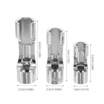 Ipetboom 3pcs Fuel Line Socket Wrench Set 12mm 15mm 18mm Diesel Injector Sleeve Automotive Tool with Slotted Pipe Wrench for Temperature Switches and Sensors