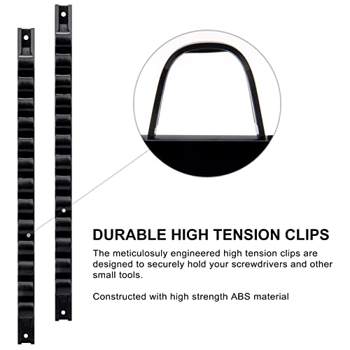 CASOMAN 10 pcs Screwdriver Organizer and Wrench Organizer, Wall Mount, Hand Tool Holder, Plastic Rail Wrench Hanger with Clips - size: 10pcs