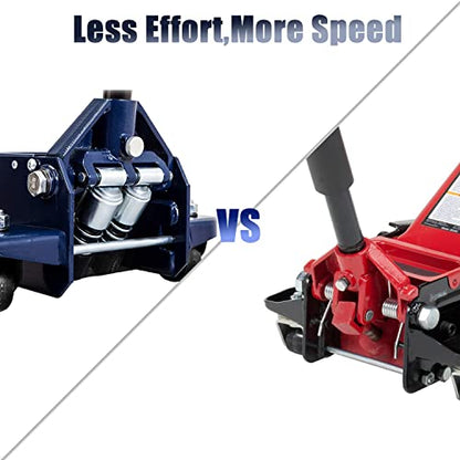 TCE AT84007U Torin Hydraulic Low Profile Service/Floor Jack with Dual Piston Quick Lift Pump, 4 Ton (8,000 lb) Capacity, Blue - size: 4 Ton
