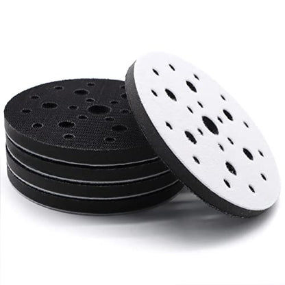 5 Pack Interface Pads, 6 Inch 25 Holes Hook and Loop Soft Density Sponge Cushion Buffer Backing Pad, Foam Sanding Interface Pads for Orbital Sander Automotive Woodworking Polishing - size: 6 inch 25 Hole - 5 Pack