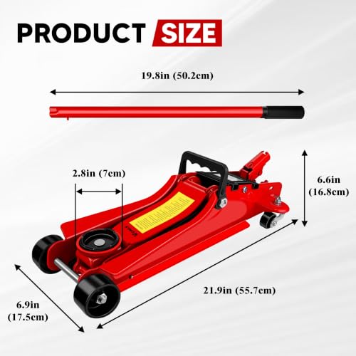 Floor Jack 2.5 Ton, 5500 lbs Capacity Low Profile Floor Jack with Single Piston Pump, Heavy Duty Steel Hydraulic Jack with Lifting Range 3.4'' to 15.2'' for Car, Sedans, Pickups, MPVs