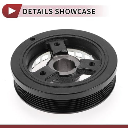 1 Pc Engine Harmonic Balancer Crankshaft Pulley for Pontiac Montana 1999-2005 Harmonic Balancer Pulley Crank Pulley 6 Groove No.24504609 Black Aluminum Alloy