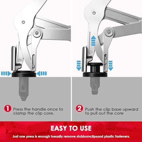 SKETYICar Clip Pliers, 2-in-1 Auto Trim Fastener Removal Tool, 17-4 PH Stainless Steel Panel Push Pin Rivet Remover for Door Bumper Fender Dashboard