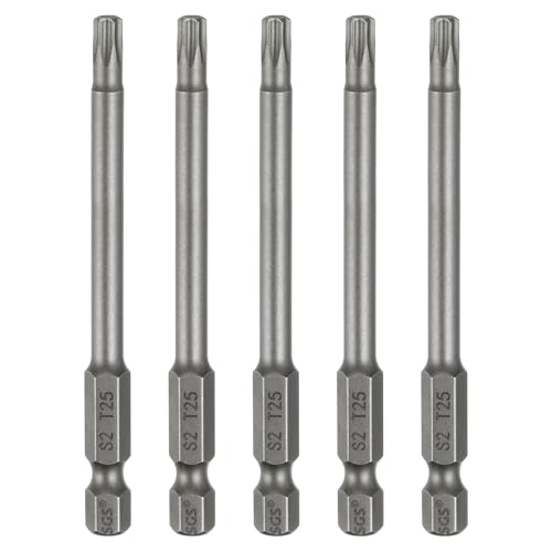HARFINGTON 5pcs T25 Torx Head Screwdriver Bit 1/4" Hex Shank 3.15" (80mm) Long Magnetic No Hole Tip Tamper Proof 6 Point Star Screw Driver Drill Bits S2 Steel Industrial Power Screwdrivers - size: T25 x 3.15"(80mm)