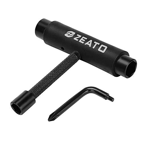 All-in-One Skate Tools Multi-Function Portable Skateboard T Tool Accessory with T-Type Allen Key and L-Type Phillips Head Wrench Screwdriver - color: Upgrade-black