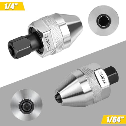 Topec Broken Bolt and Stud Extractor, 1/4" Drive Stud Removal Tool for 1/64-Inch to 1/4-Inch Studs, Premium CR-MO Steel Broken Bolt Remover for Removing Damaged, Rounded or Rusted Tight Bolts - size: 1/4-Inch Drive