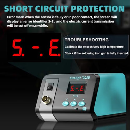 Soldering Station 75W, KUAIQU Digital Soldering Iron Station Kit,Precision Heat Control (50°C~480°C / 122°F~896°F), Ceramic Heating Element, ESD Safe, °C/ºF Conversion, Auto Sleep, Calibration Support