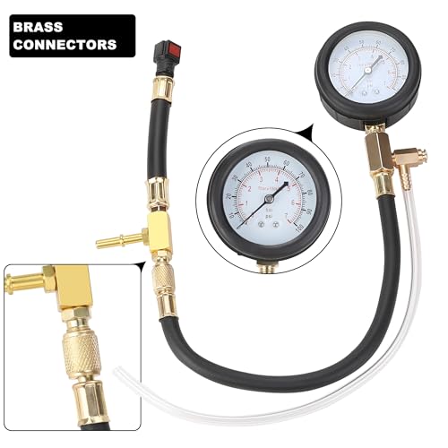 Hromee Fuel Pressure Test Kit 0-100PSI | 9.49,7.89,6.30 Fuel Line Fittings and Quick Connected Hose