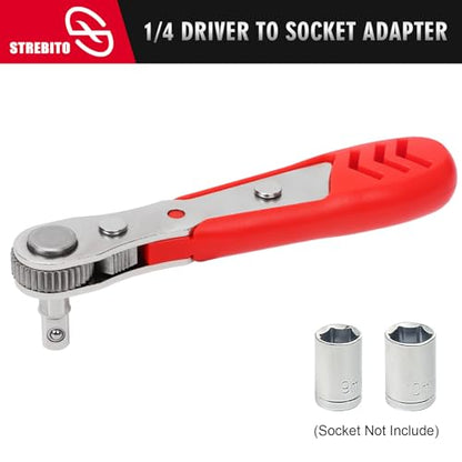 STREBITO Right Angle Screwdriver Set, Low Profile 26 Piece Small Ratchet, Stubby 90 Degree Ratcheting Screwdriver, Mini 1/4 Bit EDC Tool for Tight Spaces, Bike - color: 26 in 1 With Zipper Pouch