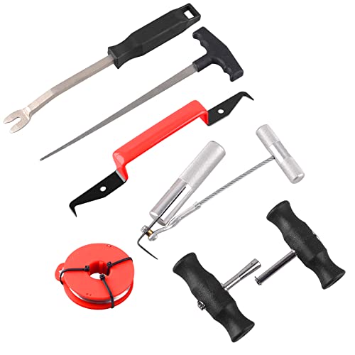 DAYUAN 7Pcs Classic Vintage Car Molded Windshield Remover Tool Set | Windscreen Removal Tool Kit, Heavy Duty, Includes Cutting Wire & Handles, Fits Most Vehicles, Storage Case