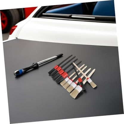 VOSAREA 10pcs Car Interior Detailing Brush Set for Air Vents and Dashboard Cleaning, Rounded Pp Material Brushes with Efficient Dirt Removal and Easy Storage, Compact Portable Tools