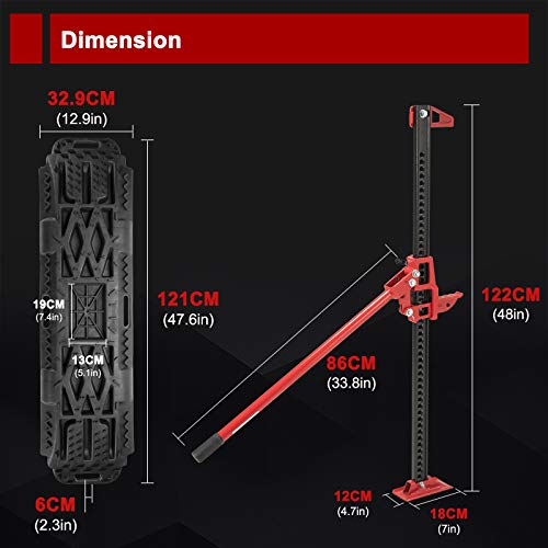 BUNKER INDUST Offroad High Lift Jack with Pair Traction Board Mate,48" FarmJack with Sand Mud Snow Track Mat Board, Offroad Tire Recovery Kit for Car Truck Jeep ATV SUV UTV - color: 48" Offroad Jack with Recovery Tracks