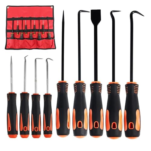 9Pcs Precision Hook and Pick Set with Scraper. Car Auto Oil Seal/O-Ring Seal Gasket Mini Precision Hooks Puller Remover,Excellent Home and Car Repair Remover Tools - size: 9set