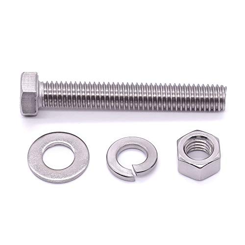 (4 Sets) M12-1.75 x 25mm Hex Bolt Kit, 304 Stainless Steel (18-8), Includes Hexagon Head Screws and Nuts, Flat & Lock Washers, Full Coarse Thread, for Machinery, Automotive, DIY - size: M12 x 25mm