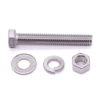 (4 Sets) M12-1.75 x 30mm Hex Bolt Kit, 304 Stainless Steel (18-8), Includes Hexagon Head Screws and Nuts, Flat & Lock Washers, Full Coarse Thread, for Machinery, Automotive, DIY - size: M12 x 30mm