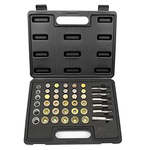 114pc Oil Pan Drain Sump Plug Key Thread Repair Tool Kit Set Drain Plug
