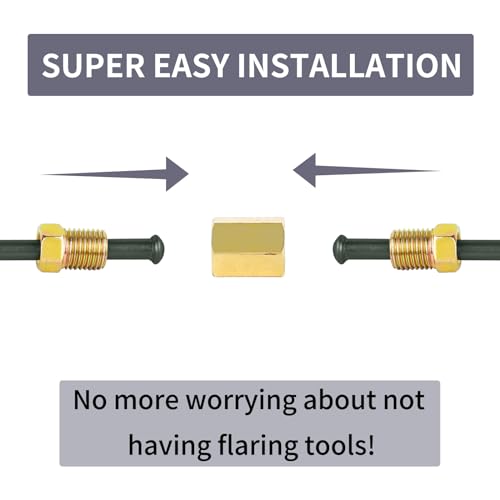 MuHize 3/16 Brake Lines - PVF Coated Brake Line with fittings, Brake Line Tubings with Bubble Flared Ends and Unions,10 Inches Inverted Bubble Flared Brake Lines - color: Black, size: 10 Inch