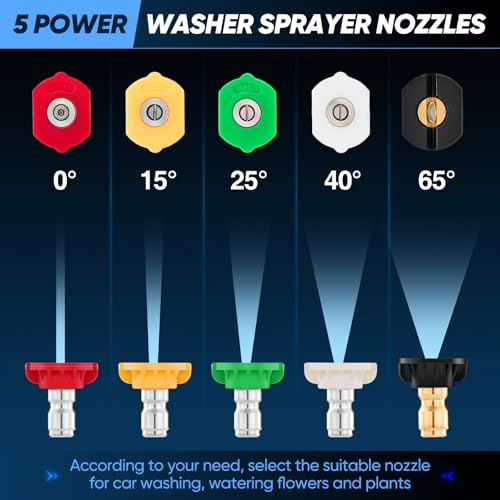 Saker High Pressure Washer Gun with 5 Color Quick Connect Power Washer Sprayer Nozzles,Only Compatible with High-Pressure Water Pipes of M22-14mm Diameter - size: Pressure Washer Gun with 5 Washer Nozzles