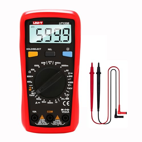 UNI-T Digital Multimeter Tester UT133B, AC DC Voltage Current Dmm Multimeter 6000 Counts NCV Measures Volt Amp Ohm Capacitance Continuity Buzzer Diode Test Battery Test, Palm Size Backlight Data Hold - size: UT133B