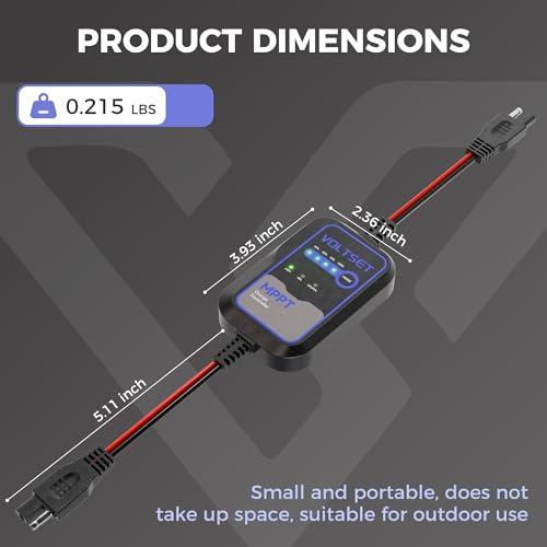 Voltset MPPT Solar Charge Controller 12V for Solar Panels Up to 50W | IP67 Waterproof | LED Indicators | For RV, Marine, Camper & Trailer | Supports Gel, AGM, Lead-Acid & LiFePO4 - style: Mppt Solar Charge Controller use Below 50W