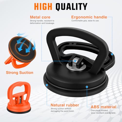 GOOACC Car Dent Puller 3 Pack Black Orange Powerful Suction Cup Puller with Handle Lifter Large & Small Pullers Paintless Dent Repair Tool Kit for Car Body Fridge Glass Tiles Screen Object Moving - color: Black+Orange
