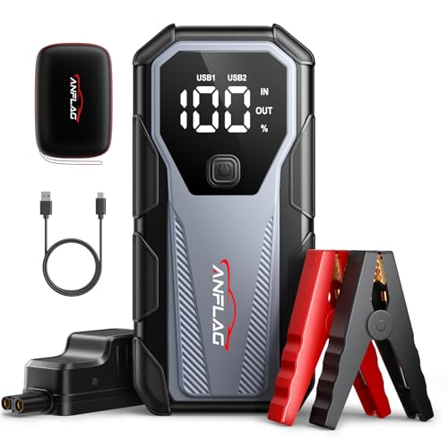 7000A Car Jump Starter 12V Battery Pack, 21800mAh Portable Jump Box for All Gas & 10L Diesel Engines, Smart Jumper Cables, Force Start, -20°C Cold Cranking, 200-Lumen SOS Light & Power Bank