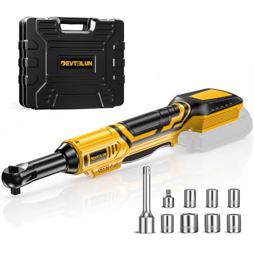 3/8" Cordless Power Ratchet Wrench Compatible with Dewalt 20V Battery (Tool Only), 60FT Torque, 0-400RPM Variable Speed Motor, Extended Wrench with 7 Sockets, 1/4" Adapter, 3" Extension Bar